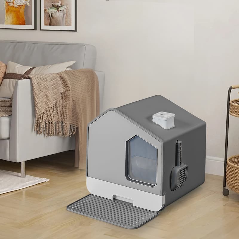 Moasis House-Like Cat Litter Box with Pads