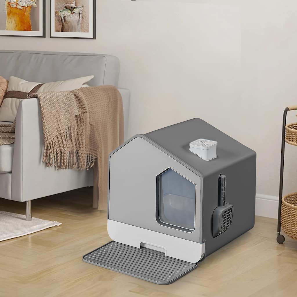 Moasis House-Like Cat Litter Box with Pads