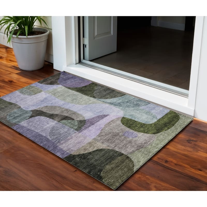 HomeRoots Abstract Transitional Rectangle Outdoor Rug - 3' x 5'