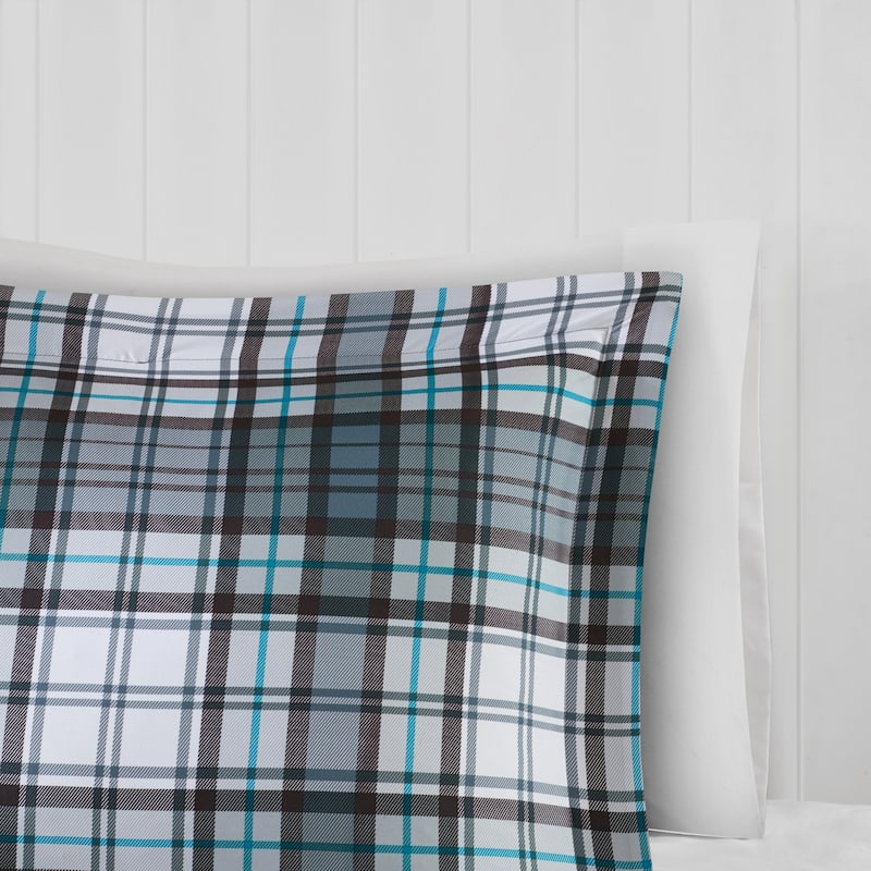 Madison Park Essentials Hartford Plaid Gray 3M Scotchgard Moisture Wicking Down Alternative Comforter Set