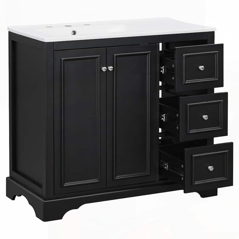 bathroom vanity with ceramic sink