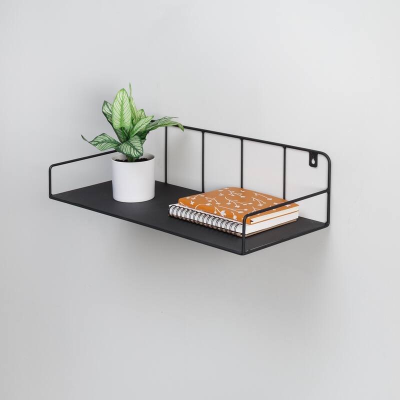 HoneyCanDo Black Curved Metal Floating Wall Shelf On Sale Bed