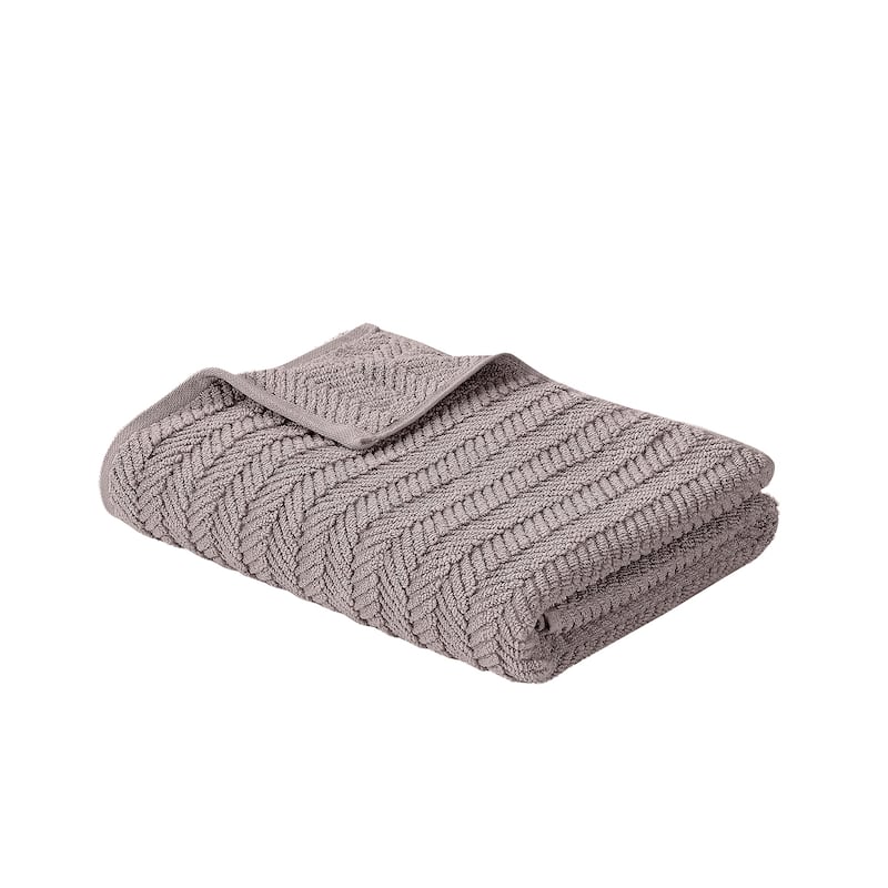 Modern Threads 6-Piece Zero Twist Jacquard Towel Set Otis - 100% Cotton, Bath, Hand & Washcloths - Textured Chevron Design