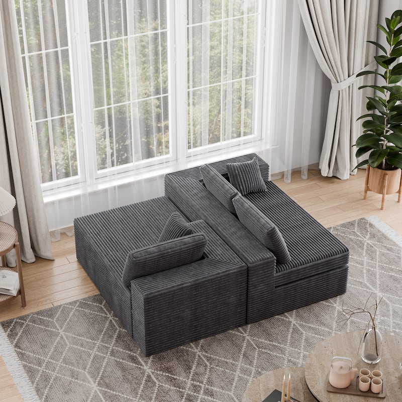 Modland 108" Boneless Cloud Couch, Modular L-Shaped Sectional Sofa, No Assembly, Corduroy