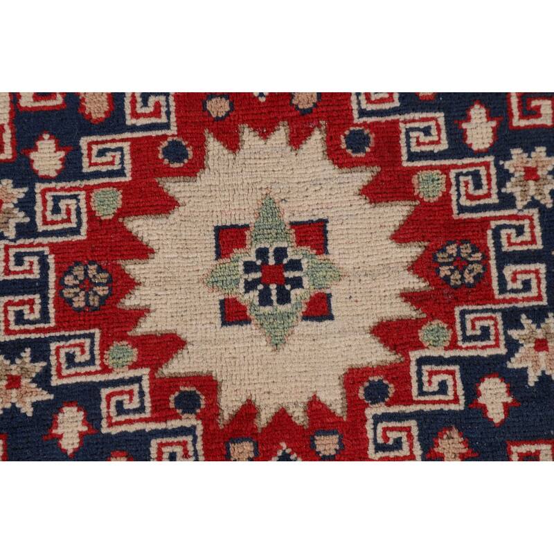 Ivory Kazak Oriental Area Rug Hand-Knotted Wool Carpet - 6'7" x 9'8"