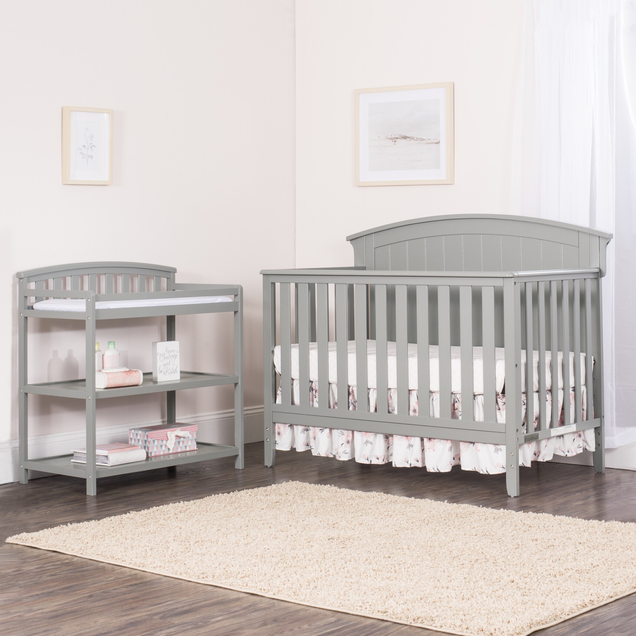 rienda - ちびmama Delaney 4-in-1 Convertible Crib, Cool Gray - Bed Bath