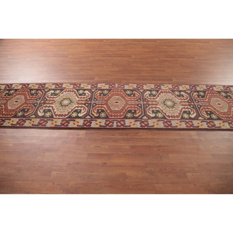 Kazak Runner Rug Handmade Oriental Grey Wool Carpet - 2'5"x 9'10"
