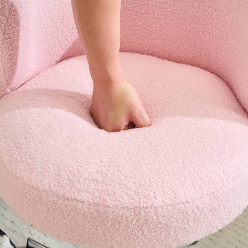 Cute Modern Teddy Swivel Chair Armless Adjustable Height Office Desk Chair with No Wheels and Backrest Support - N/A