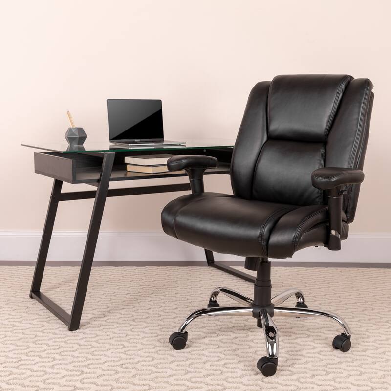 Big & Tall 400 lb. Rated LeatherSoft Chair w/Chrome Base & Adjustable Arms