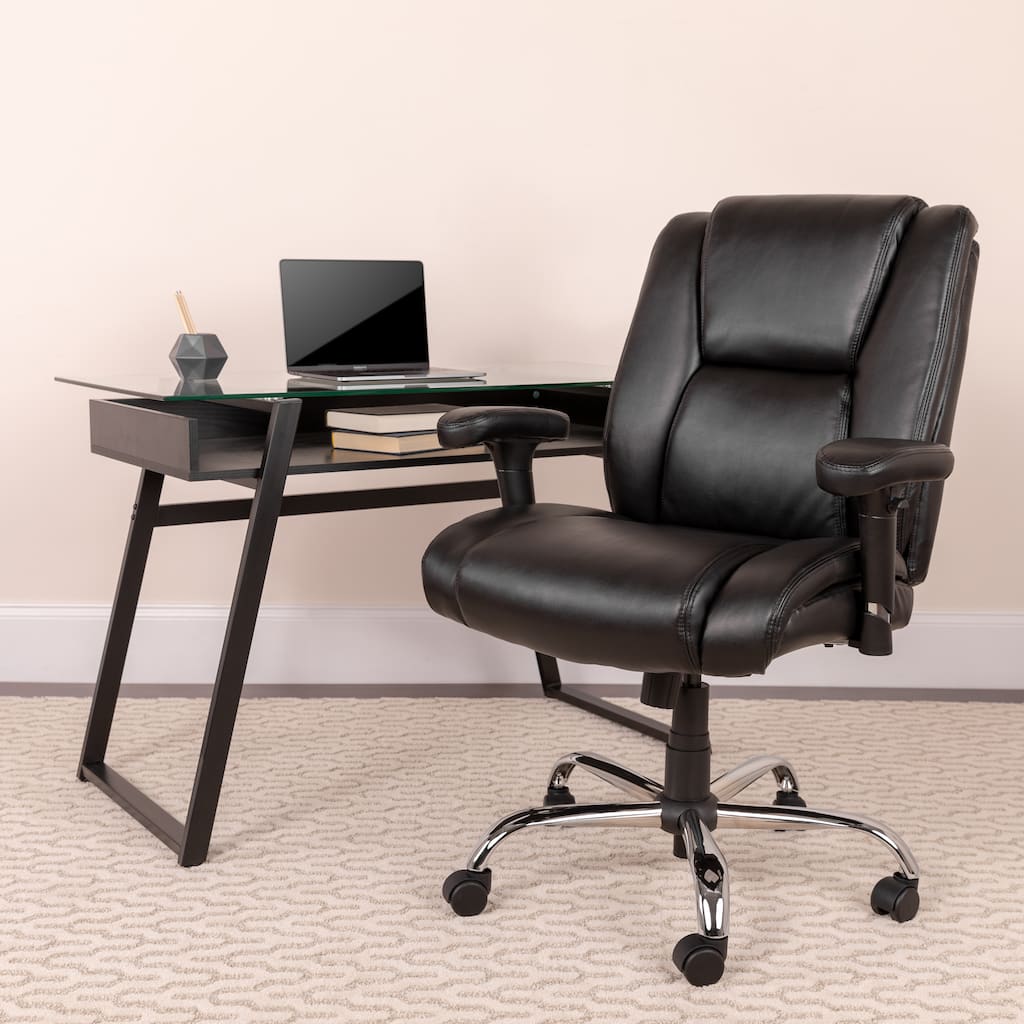 Big & Tall 400 lb. Rated LeatherSoft Chair w/Chrome Base & Adjustable Arms