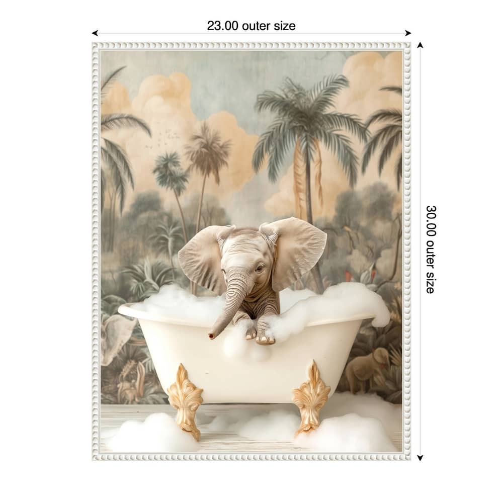 Elephant Bubble Delight by Niky Rahner Framed Canvas Wall Art