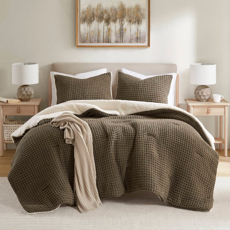 Madison Park Riordan Waffle Knit Chenille Comforter Set