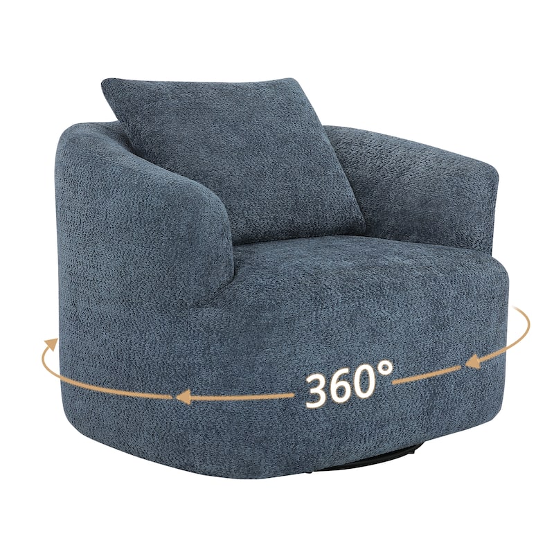 Chenille Swivel Accent Chair with Pillow