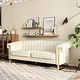 preview thumbnail 5 of 32, Luxurious PU Leather 3-Seater Sofa Living Room Upholstered Couch Sofa with Deep Padded Seat Sofa and Metal Legs, Square Arms