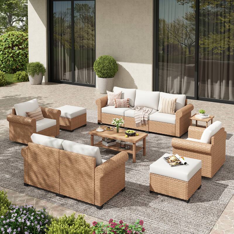8-Piece Outdoor Conversation Set with Swivel Chairs