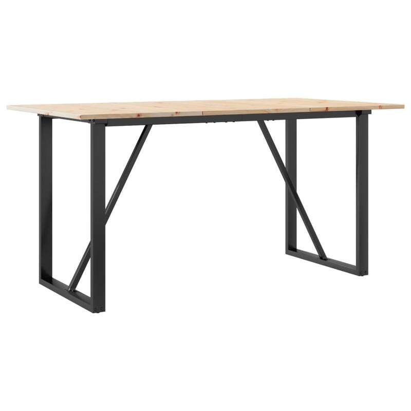 vidaXL Dining Table O-Frame Side Accent Coffee Table Solid Wood Pine and Steel