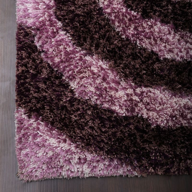 Hand Tufted Shag Polyester Area Rug Floral Purple K00042 - Bed Bath ...