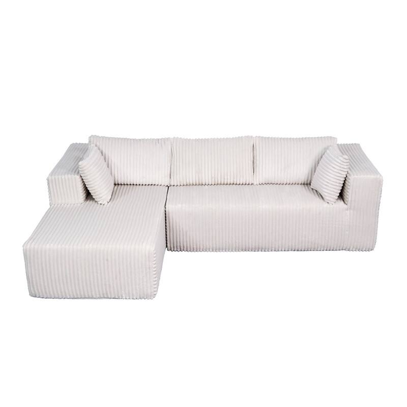 105-in L Casual Beige( Corduroy)-Right Chaise Sectional