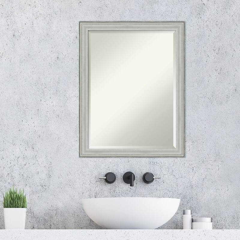 Beveled Wood Bathroom Wall Mirror - Bel Volto Silver Frame