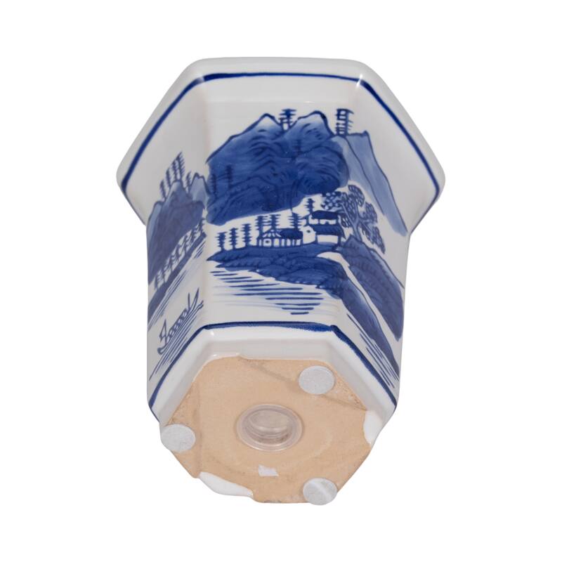Sagebrook Home 4" Chinoiserie Candle, 5oz Blue/White Ceramic and Wax - 4" x 4" x 5"