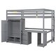 preview thumbnail 30 of 28, Full Size Wood Loft Bed with Wardrobe, Desk and Drawers