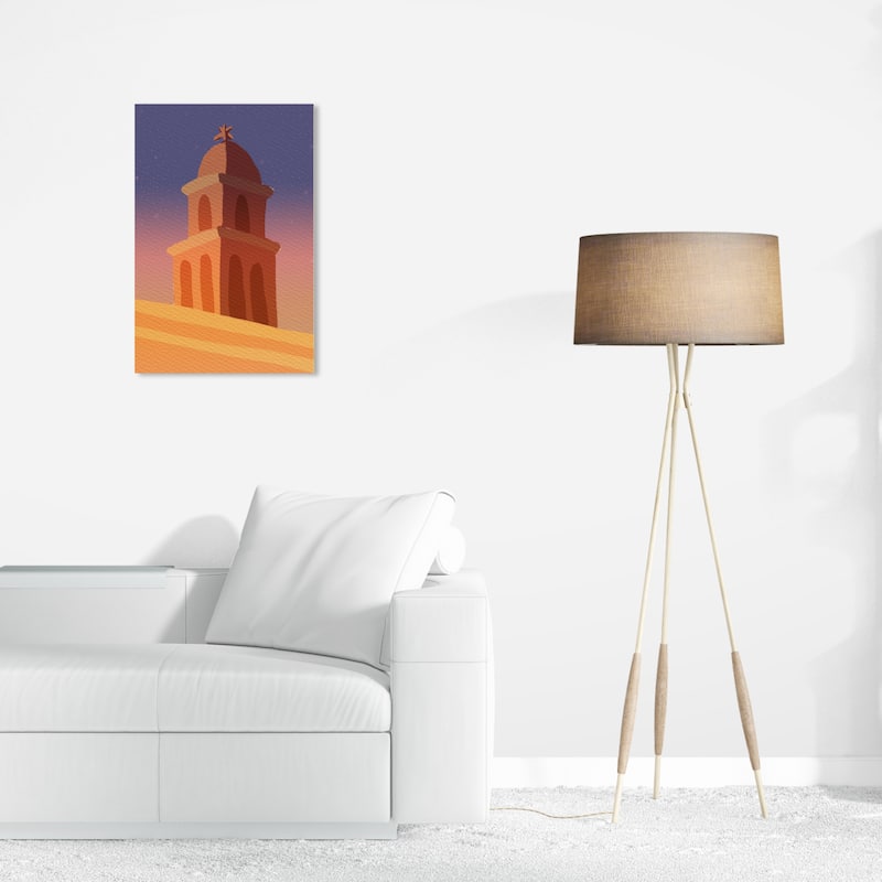 Wynwood Studio Canvas Architecture and Buildings Tower At Sundown Purple Bohemian & Eclectic Wall Art Canvas Print - 24 x 16