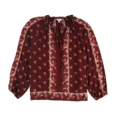 Lucky Brand Womens Floral Peasant Blouse,, Red, Large