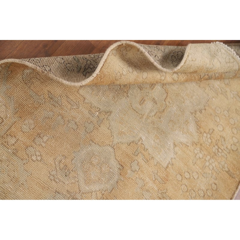 Hand Knotted Oriental 100% Wool Carpet Traditional Floral Yellow & Gold Tabriz Area Rug - 4' 2'' X 3' 0''