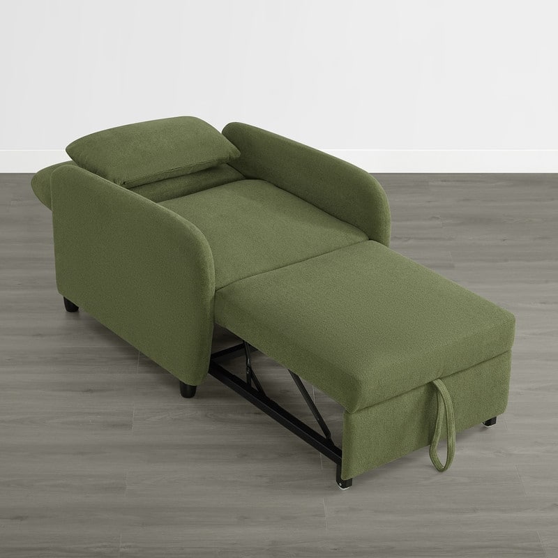 Spruce & Spring Modern Pull-Out Accent Chair Bed with Adjustable Backrest & Space-Saving Design