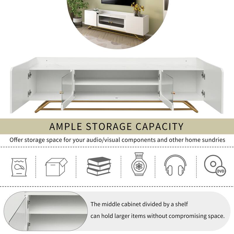 TV Stand Fluted Glass Entertainment Center Bed Bath & Beyond 39595189