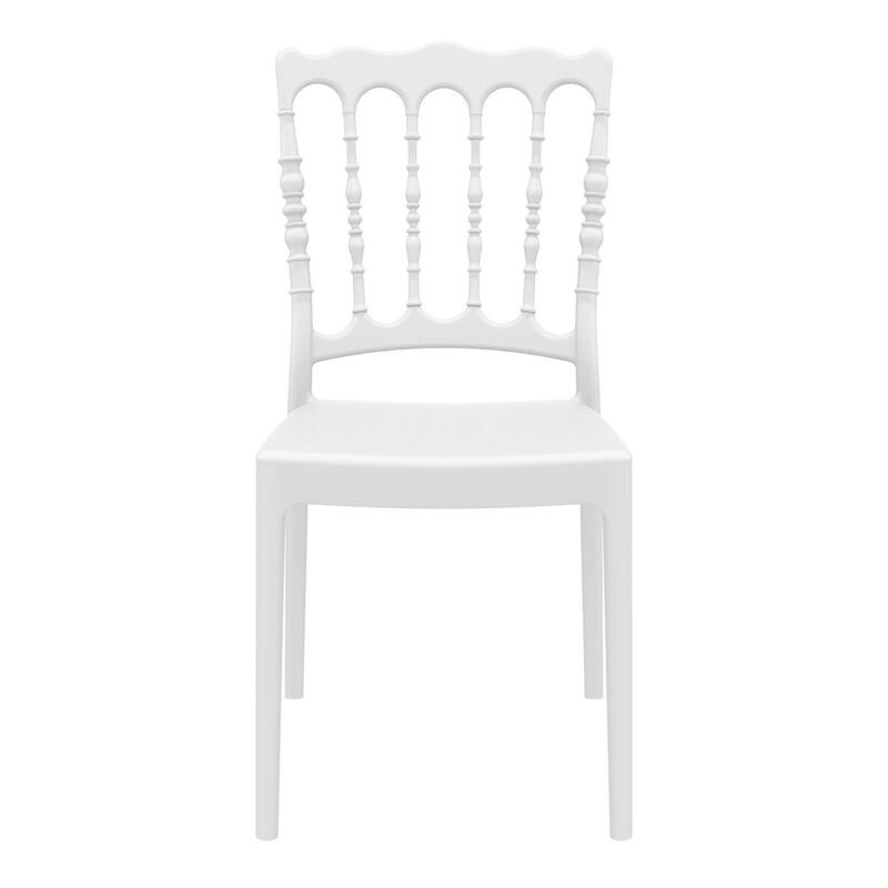 36" White Stackable Outdoor Patio Dining Chair