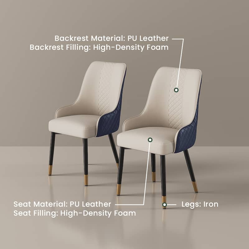 Mid-Century Faux Leather Dining Chair, Solid Wood Legs, Density Sponge, Partial Assembly