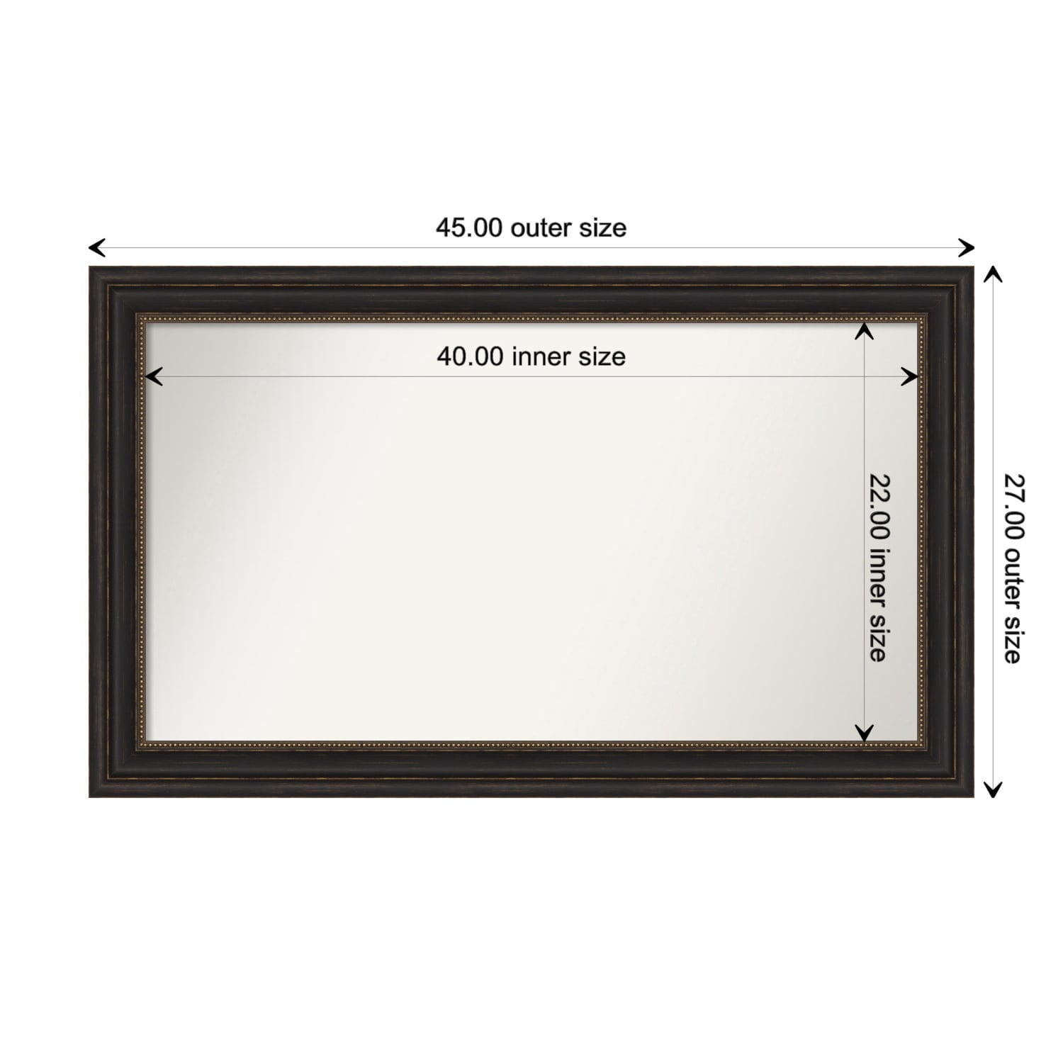 Accent Bronze Framed Non-Beveled Custom Wall Mirror, Bathroom Vanity Mirror