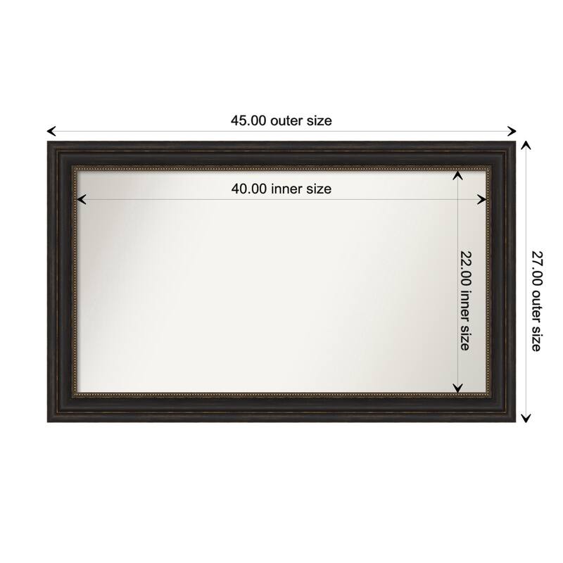 Accent Bronze Framed Non-Beveled Custom Wall Mirror, Bathroom Vanity Mirror - Outer Size: 45 x 27