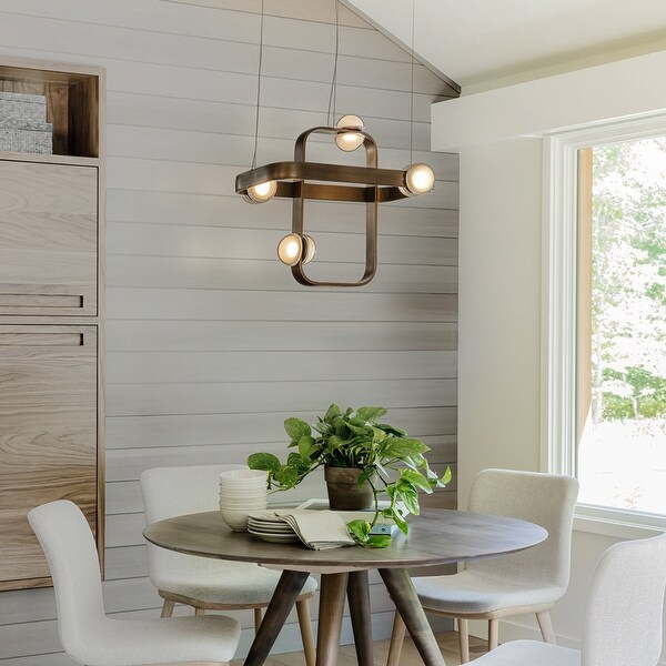 8 Light Modern Geometric Kitchen Island LED Chandelier Unique Antique Copper Dining Room Pendant