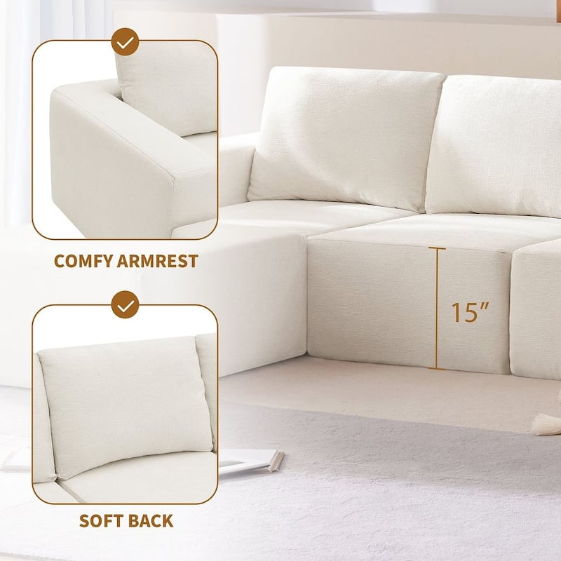 U-Shape Sectional Sofa, Double Extra Wide Chaise Lounge Couch, Luxury Chenille