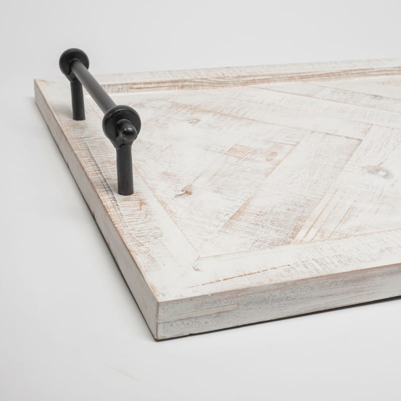 Alfred Natural Wooden Herringbone Rectangular Tray - 35"W x 16"D x 4"H