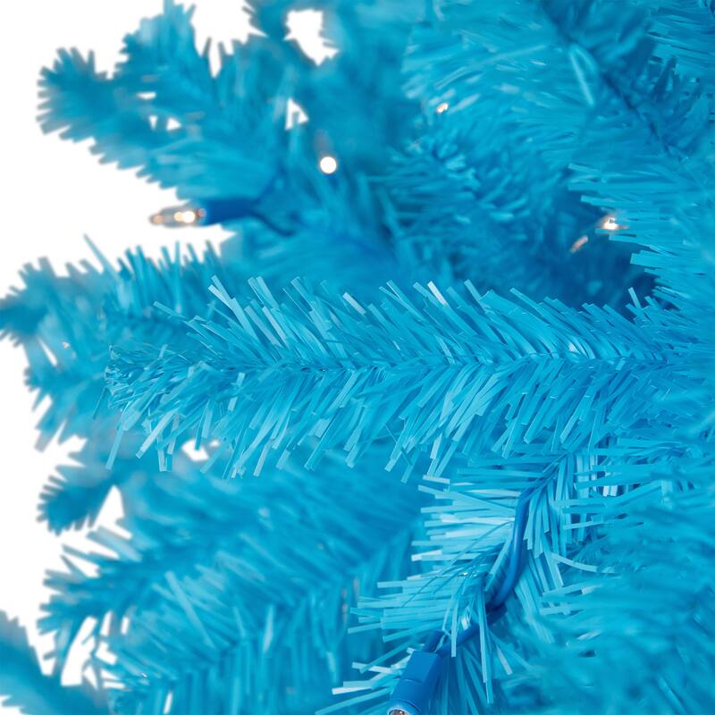 Pre-Lit Medium Pine Artificial Christmas Tree - 6' - Sky Blue - Clear Lights - 6 Foot