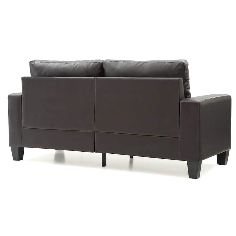 Square Arm Faux Leather Tufted Straight Sofa - 71" - Dark Brown