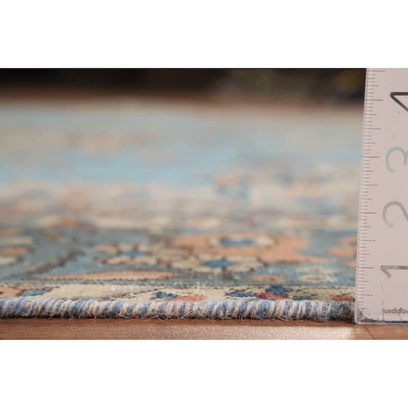 Light Blue Medallion Tabriz Persian Rug Hand-Knotted Wool Carpet - 7'9"x 11'3"