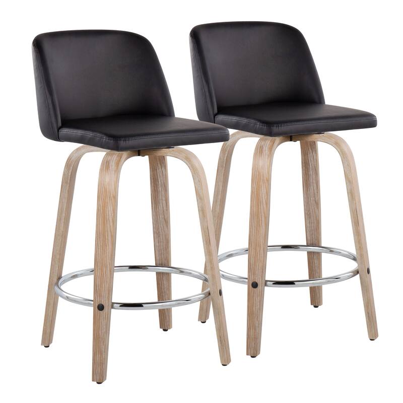 Carson Carrington Vallberga 26" Fixed-Height Counter Stool With Whitewashed Wood Base (Set of 2)