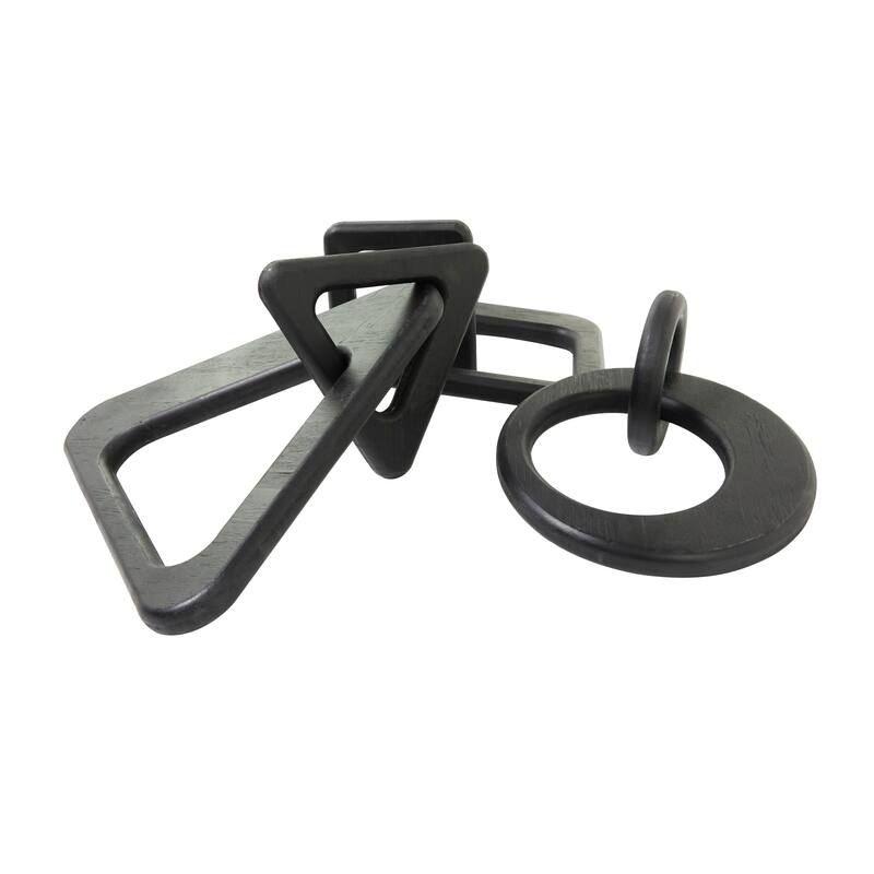 CosmoLiving by Cosmopolitan Geometric Wood Chain Sculpture (Set of 2, Set of 3) - Black, White, Brown
