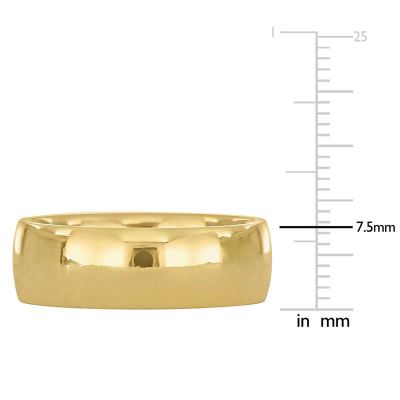 Miadora Mens 7.5 mm Polished Finish Comfort Fit Wedding Band in 14k Yellow Gold