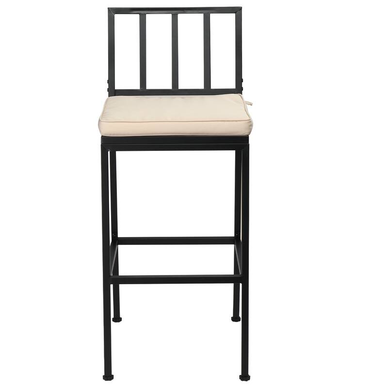 2 Pieces Patio Bar Chairs with Cushions, Indoor Outdoor Bar Stools - 16" x 40.5" x 19.5"