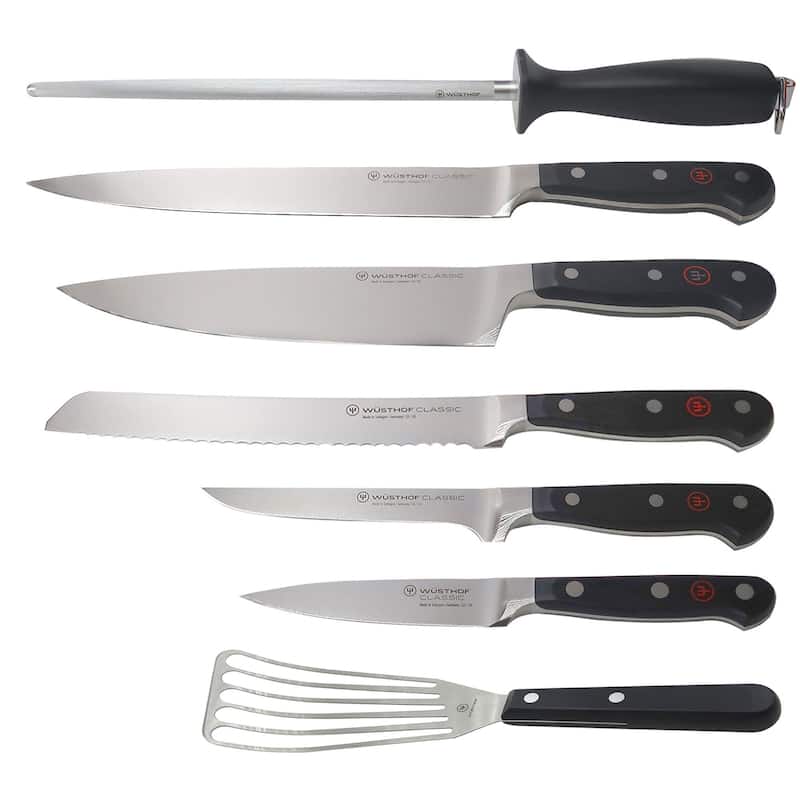 Wusthof 1120160602 Classic Six Piece Cook's Set 6, Black + Wusthof Gourmet 6 1/2” Slotted Fish Spatula #9035092117 - Silver