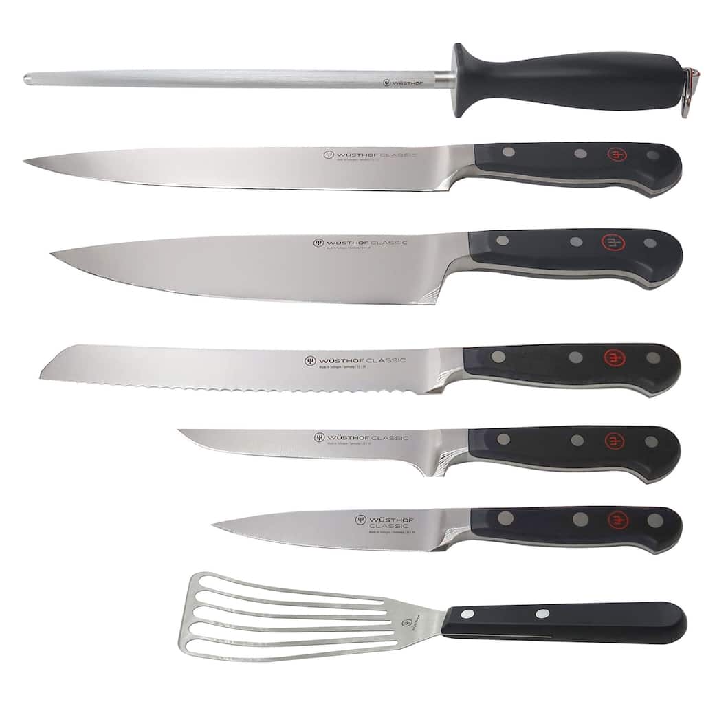 Wusthof 1120160602 Classic Six Piece Cook's Set 6, Black + Wusthof Gourmet 6 1/2” Slotted Fish Spatula #9035092117