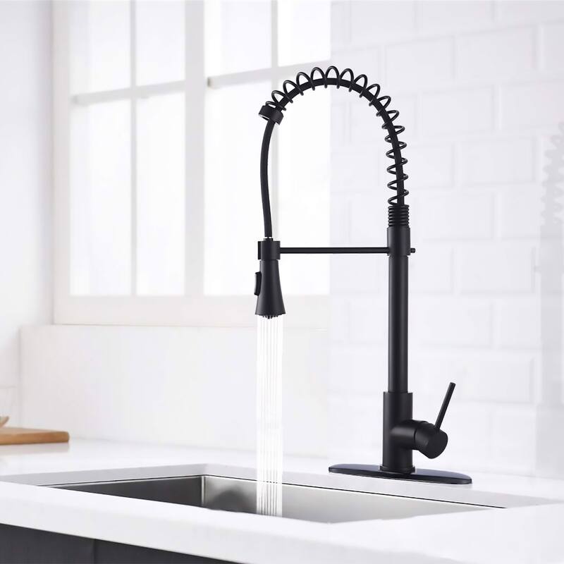 Proox Commercial Modern High Arc Single Handle Spring Kitchen Faucet Pull Out Sprayer