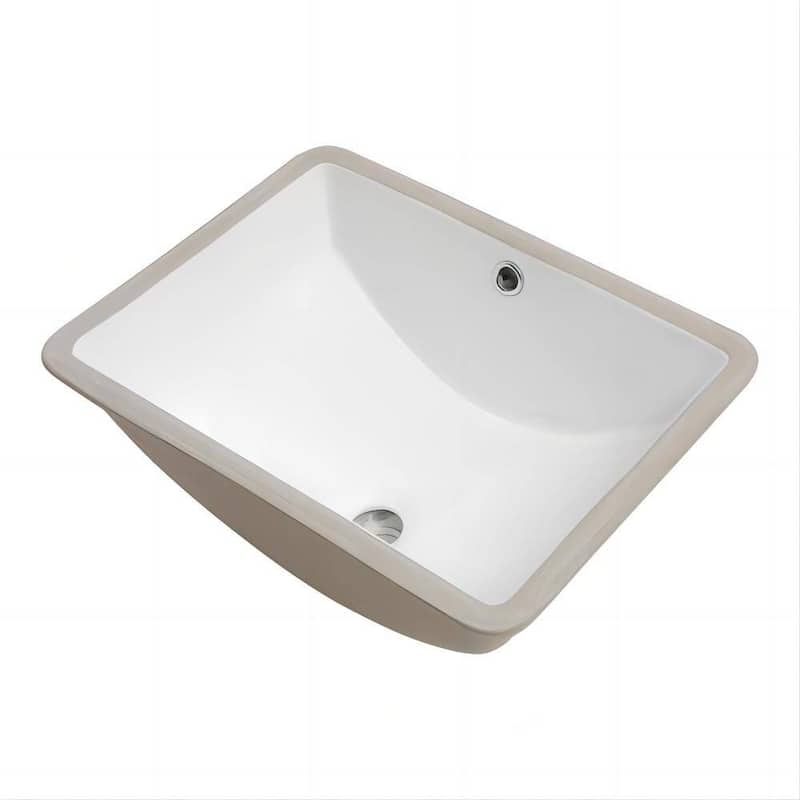 Dornberg 18.5"x14" White Ceramic Rectangular Undermount Bathroom Sink with Overflow