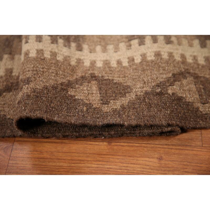 Hand-woven Geometric Kilim Area Rug Oriental Wool Carpet - 6'6"x 9'8"