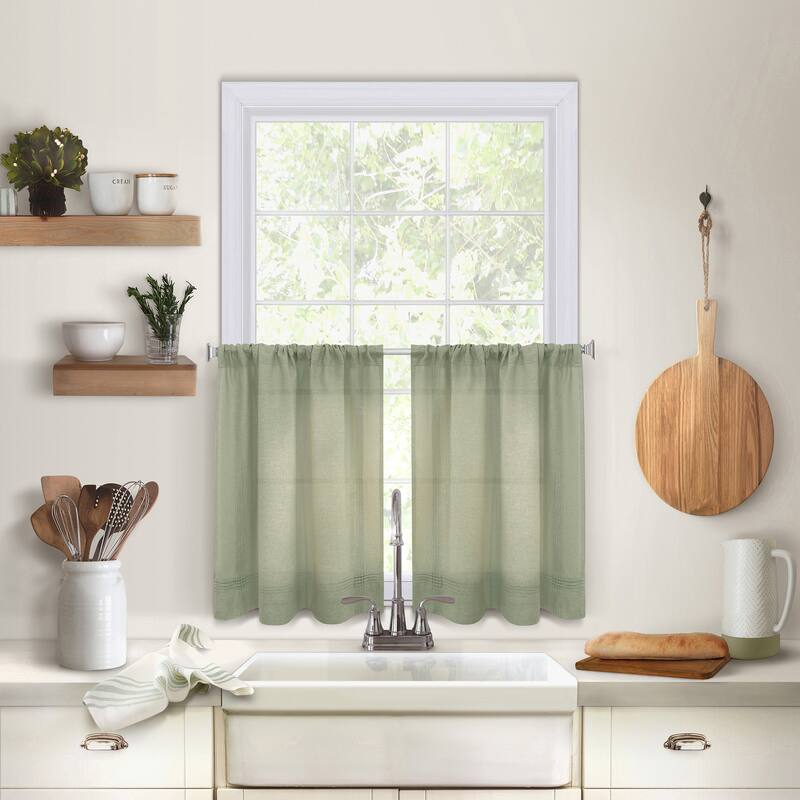Maison Pintuck Kitchen Window Tiers, Set of 2